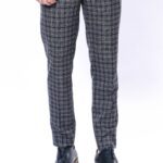 Checked Dark Grey-Navy Blue Men Pants - Wessi