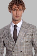 Checked-Double-Breasted-Brown-Men-Blazer-Wessi-2
