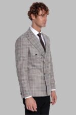Checked-Double-Breasted-Brown-Men-Blazer-Wessi-4