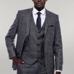 Checked Grey Men 3 Piece Suit - Wessi