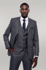 Checked Grey Men 3 Piece Suit