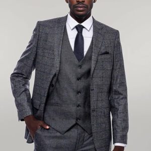 Checked Grey Men 3 Piece Suit - Wessi