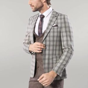 Checked Light Brown Mens Suit | Wessi