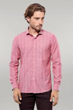 Checked Light Burgundy Men's Shirt