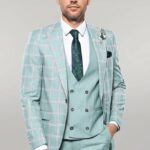 Checked Light Green Vested Suit | Wessi