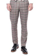 Checked Light Grey Men Pants