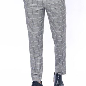 Checked Light Grey Men Pants - Wessi