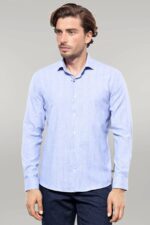 Checked Long Sleeve Blue Shirt