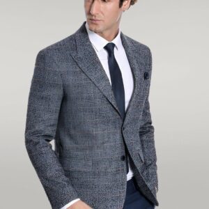 Checked Navy Blue Men Blazer - Wessi