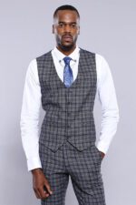Checked-Navy-Blue-Men-Vest-Wessi-2
