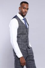 Checked-Navy-Blue-Men-Vest-Wessi-3