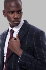 Checked-Navy-Blue-Slim-Fit-Blazer-Wessi-1