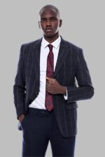 Checked-Navy-Blue-Slim-Fit-Blazer-Wessi-2