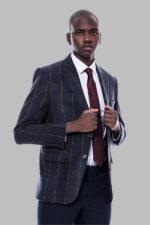 Checked-Navy-Blue-Slim-Fit-Blazer-Wessi-4