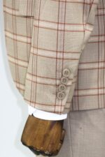 Checked-Patterned-Beige-Slim-Fit-Suit-Wessi-4