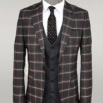 Checked Patterned Black Slim Fit Suit - Wessi