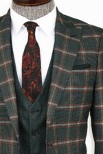 Checked-Patterned-Green-Slim-Fit-Suit-Wessi-1