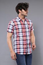 Checked-Patterned-Short-Sleeve-Men-Shirt-Wessi-1