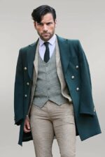 Checked-Patterned-Slim-Fit-Beige-Men-Suit-Wessi-3