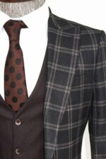 Checked-Patterned-Slim-Fit-Black-Men-Suit-Wessi-1