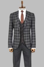 Checked-Patterned-Slim-Fit-Black-Men-Suit-Wessi-2