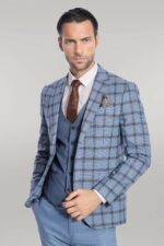 Checked-Patterned-Slim-Fit-Blue-Men-Suit-Wessi-4