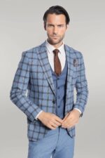 Checked-Patterned-Slim-Fit-Blue-Men-Suit-Wessi-5