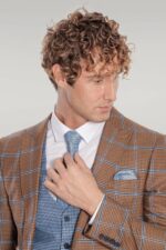 Checked-Patterned-Slim-Fit-Brown-Men-Suit-Wessi-2