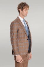 Checked-Patterned-Slim-Fit-Brown-Men-Suit-Wessi-4