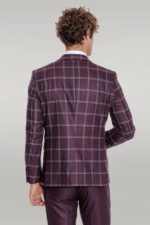 Checked-Patterned-Slim-Fit-Burgundy-Men-Suit-Wessi-3