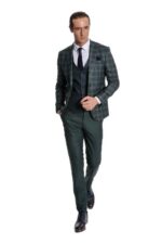 Checked-Patterned-Slim-Fit-Green-Men-Suit-Wessi-1
