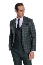 Checked-Patterned-Slim-Fit-Green-Men-Suit-Wessi-2