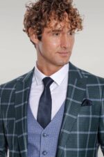 Checked-Patterned-Slim-Fit-Green-Men-Suit-Wessi-2