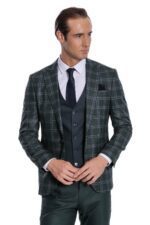 Checked-Patterned-Slim-Fit-Green-Men-Suit-Wessi-5