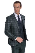 Checked-Patterned-Slim-Fit-Green-Men-Suit-Wessi-6