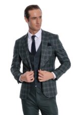 Checked-Patterned-Slim-Fit-Green-Men-Suit-Wessi-7