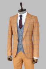 Checked-Patterned-Slim-Fit-Orange-Men-Suit-Wessi-4
