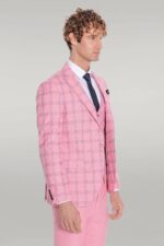 Checked-Patterned-Slim-Fit-Pink-Men-Suit-Wessi-4