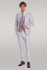 Checked-Patterned-Vested-Light-Grey-Men-Suit-Wessi-1