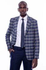 Checked-Peak-Lapel-Slim-Fit-Blue-Men-Blazer-Wessi-4