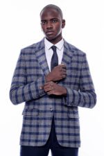 Checked-Peak-Lapel-Slim-Fit-Blue-Men-Blazer-Wessi-5