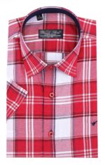 Checked-Short-Sleeve-Burgundy-Men-Shirt-Wessi-3