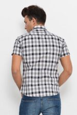 Checked-Short-Sleeve-White-Black-Men-Shirt-Wessi-1