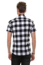 Checked-Short-Sleeve-White-Black-Men-Shirt-Wessi-1