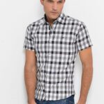 Checked Short Sleeve White-Black Men Shirt - Wessi