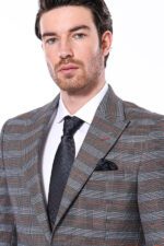 Checked-Single-Button-Brown-Men-Blazer-Wessi-1