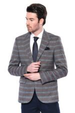 Checked Single Button Brown Men Blazer
