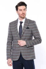 Checked-Single-Button-Brown-Men-Blazer-Wessi-2