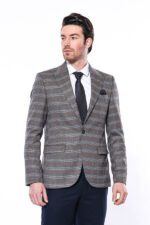 Checked-Single-Button-Brown-Men-Blazer-Wessi-6