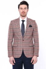 Checked-Single-Button-Burgundy-Men-Blazer-Wessi-2